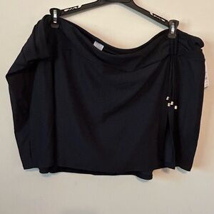 Time and Tru Women's Plus Side Slit‎ Swim Skirt Bottom Black Size 3X (24W-26W)